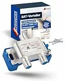 SCHWAIGER SAT-Verteiler 2-Fach I SAT-Splitter für SAT-, Kabel- & Antennensignale I 5 dB Dämpfung I Signal-Verteiler mit Aluminium Druckguss Gehäuse I einfache Montage I ideal für Fernsehen und Radio