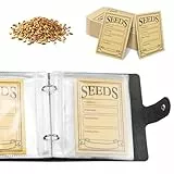 Puasok Samentüten Aufbewahrung, Umschläge im kompakten Ringbuchformat, mit 50 Samentütchen, für Saatgut Aufbewahrung, übersichtliche Samen Aufbewahrung im Garten (Schwarz)