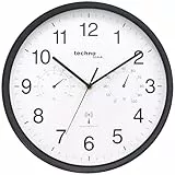 Technoline WT8945 Funkwanduhr mit Temperaturanzeige und Luftfeuchteanzeige, 30 cm, schwarz
