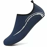 Sixspace Badeschuhe Damen Herren Wasserschuhe Schwimmschuhe Männer Frauen Strandschuhe Aquaschuhe Barfußschuhe für Strand,Pool,Meer,Wassersport,Tauchen,Surfen,Aqua Cycling(Dunkelblau,45 EU)