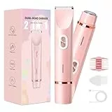 Rasierer Damen,2-in-1 Doppelkopf Intimrasierer für Frauen mit USB-C-Laden, Damenrasierer Elektrisch für Gesicht, Beine und Arme, Bikini trimmer mit Wasserdichter Trimmerkopf, Leicht zu Reinigen
