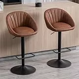 Ya-Home Barhocker 2er Set, Gepolsterter Drehhocker Barstühle höhenverstellbar Küchenhocker aus PU-Leder Tresenhocker für Küche/Hausbar,Braun