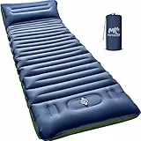 Myxslop Isomatte Camping Selbstaufblasend, Aufblasbare Isomatte Kleines Packmaß mit Fußpresspumpe & Kissen, Ultraleicht Wasserdicht Luftmatratze Camping, Schlafmatte Outdoor für Wandern, Strand, Zelt