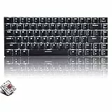 CROSS ZEBRA Mechanische Tastatur, 82 Tasten Anti-Ghosting Kompakte Ergonomische USB Kabelgebundene Computer Gaming Tastatur, Weiß Hintergrundbeleuchtung, Schnell Ansprechbar Brauner Schalter, Schwarz