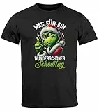 MoonWorks® Herren T-Shirt Weihnachten Grinch was für EIN Scheißtag Spruch lustig Anti Xmas Outfit Schwarz XXL