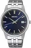 Seiko Herren-Uhr Quarz Edelstahl mit Edelstahlband SUR399P1, Blau