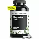 natural elements Premium Magnesiumcitrat – 365 Kapseln – Hochdosiert: 2320mg (davon 360mg elementares Magnesium) pro Tagesdosis – Ohne Zusätze – vegan, laborgeprüft und in Deutschland produziert