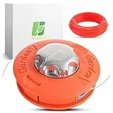 Rasentrimmer-Ersatzspulenkopf M10 x 1,25, Linksgewinde mit 15 m 2,4 mm Rasentrimmerfaden für Motorsense, Universal-Mähkopf, Farbe: Orange