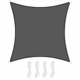 SONGMICS Sonnensegel 2x2m HDPE Gewebe Atmungsaktiv Wasserdurchlässig für Terrasse Garten Balkon Camping Quadrat Konkave 2m Seile Rauchgrau GSS22GY