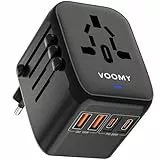 Voomy Reiseadapter Weltweit, Reisestecker Adapter Weltweit mit 2 USB-C (20W) & 2 USB-A (18W), Universal Travel Adapter für Deutschland USA England Australien Japan, Internationaler Stecker