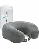 Nackenkissen für Flugzeug & Auto | Orthopädisches Reise-Kissen aus ergonomischem Memory-Foam | Nackenhörnchen RONDAR mit Bezug | Beugt Verspannungen vor | Atmungsaktives Nackenstützkissen & -hörnchen