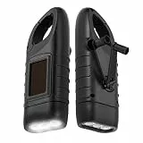 Simpeak 2-Stück LED Taschenlampe, Handkurbel Solar Karabiner Taschenlampe für Camping Outdoor Klettern Wandern - Schwarz