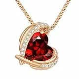 CDE Kette Damen Rosegold Herz Halskette für Frauen Schmuck mit Elegante Geschenkverpackung Geschenk für Sie Frau Freundin Mama Party/Hochzeitstag/Jubiläum/Geburtstag (Rosegold-01&07)