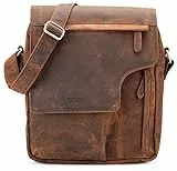 LEABAGS Leder Umhängetasche Herren & Damen I Echtleder Laptoptasche bis 13 Zoll I Messenger Bag mit Schultergurt I Schultertasche I Arbeitstasche I Tragetasche I Handtasche I Vintage Rotbraun