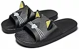 Vunavueya Damen Dusch- und Badeschuhe Badelatschen Herren Badeschlappen Sommer Hausschuhe Slides Badesandalen Strand Pantoletten Schlupf-Hausschuhe Schuhe Schwarz Gelb 39/40 EU(40-41CN)