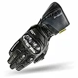 SHIMA STR-2 Motorradhandschuhe Herren - Touchscreen, Sommer, Sport Leder Handschuhe mit Carbon Knöchelprotektor, Handflächen- und Fingerschieber, Verstärkte Handfläche (Schwarz, L)