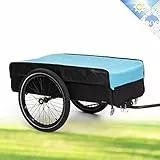 Klarfit Fahrradanhänger, Lastenanhänger mit 2 Rädern und Regenverdeck, Stahl-Fahrradanhänger mit Anhängevorrichtung & Halterung, Wasserdichter Handwagen mit Abnehmbarer Deichsel, Fahrrad Anhänger