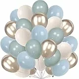 60 Stück Blau Sandweiß Luftballons, 12 Zoll Metallic Champagner Gold Ballons Blaue Helium Balloons für Boho Geburtstag Hochzeit Frauen Abschluss Junge Baby Shower