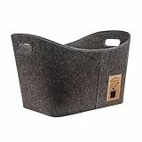 Kestek Brenn-Holzkorb Filzkorb Nepal anthrazit 550x405x355 mm - Kaminholzkorb, Holztragekorb, Aufbewahrung für Feuerholz