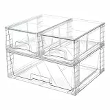Vtopmart 3er-Set Stapelbare Aufbewahrungsschubladen, Einfach Montierbare Acryl-Organizer für Bad unterm Waschbecken, Klare Kunststoffboxen für Schrank, Schrank, Vorratskammer, Medikamente-Organisation