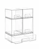 Vtopmart Boxen Aufbewahrung mit 5 Schubladen, Clear Schminktisch Organizer, Anti-Rutsch Organizer Schublade Benutzt für Badezimmer, Schminktisch, Schreibtisch