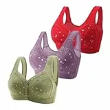 Damen Unterwäsche BH 85b 3er Pack Daisy-BHS für ältere Frauen Sport-BH mit Frontverschluss und hoher Stützkraft Bralette ohne Bügel, die Rückenfett kaschiert Push-up-Yoga-Unterwäsche in Übergrößen