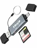 Vanja SD Kartenleser USB C – Triple-Port High-Speed USB Micro SD Kartenlesegerät – Unterstützt SD, SDHC, SDXC, MicroSD – Kompatibel mit iPhone 15/16, MacBook Pro/Air, Smartphone, Kamera usw