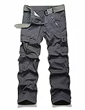 Ycfish Damen Hosen Cargo Hose Multi Taschen Wanderhose Workwear Reißverschluss Armee Militär Outdoorhose Relaxed-Fit Trekkinghose Cargohose Grey 8-Tag 38