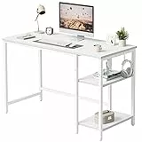 CubiCubi Schreibtisch mit Regalen, Computertisch mit Ablagen & PC-Tisch für Homeoffice, Büro & Arbeitszimmer,Stabiler Stahlrahmen,Moderner Industriestil 100x50cm Weiß