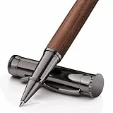 WEMATE Holz-Tintenroller-Set, extra 2 Ersatzminen (1 schwarz und 1 blau), schicker Schreibstift, schönes luxuriöses Bürogeschenk für Männer, Profis, cooler Holzstift für Tagebücher - Red Padouk