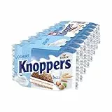 Knoppers Joghurt – 8 x 25 g – Gefüllte Waffelschnitten mit Joghurt- und Nougatcreme, Haselnüssen und Kakao