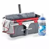CLEANmaxx Fensterreiniger Set | 7-TLG. Fensterputzer Set für Oberflächen in Haus & Auto - inklusive Fensterabzieher, Fensterwischer, Reiniger, Wischtuch, Eimer und Halterungen für Wischer & Abzieher