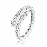 AIFUYUDM Silber Ringe für Damen 925 Verstellbar Schlange Brilliant Ringe Frauen & Herren Verlobungsring Silberring Damen Gotisch Retro Party Ring für Damen Herren Snake Schmuck mit Geschenkbox