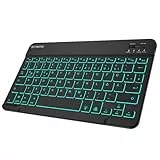 FINTIE Bluetooth Tastatur mit Hintergrundbeleuchtung in 7 Farben, Tablet Tastatur mit deutschem Layout QWERTZ für iPad/iPhone, Samsung/Xiaomi/Honor Pad (Kompatibel mit Windows, Android, IOS), Schwarz