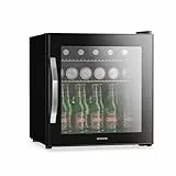 Klarstein Getränkekühlschrank 47L – Spiegelglastür, LED, 0-13°C, 2 Metallablagen, Kompressor, kleiner Kühlschrank mit Glastür, präzise Temperaturregelung