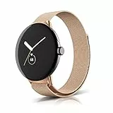 SeNool Armband für Google Pixel Watch 4/3/2/1 (41mm), Edelstahl Metall Atmungsaktiv Mesh Uhrenarmband für Google Pixel Watch 4/3/2/1 (41mm) - Roségold