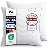Gentle North Hochwertige Kopfkissen 80x80 cm groß in Hotelqualität - 2er Set Flauschige, gut gefüllte Schlafkissen für Allergiker geeignet (Ökotex 100 Zertifiziert) - 60° Waschbar