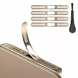 AUZOSL Staubdichtes Netz-Aufkleber-Set aus Metall (4 Maschen + 4 Tücher + 1 Bürste) – Lautsprecher- und Portschutz für iPhone 15 16 Pro/16 Pro Max (Desert Titanium)