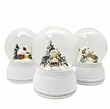 3 süße Mini-Schneekugeln Winter und Weihnacht, weiß Sockel, Durchmesser 45mm, 20264abc