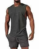 Tank Top Herren Ärmelloses Muskelshirts Gym Sport Unterhemd Männer Rundhals T Shirt Fitness Trägershirts Tee Top für Men Dunkelgrau 2XL