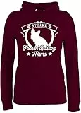 Shirtracer Pullover Damen Hoodie Frauen - Geschenk für Hundebesitzer - Stolze French Bulldog Mama - XS - Burgundrot - Pullover+mit+Bulldogge hundepullover hundefan Frenchie Fun-Kapuzenpullover