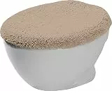 Erwin Müller WC-Deckelbezug Uni Serie Stuttgart Taupe Größe 45x50 cm - Unterseite rutschhemmend, mit Schnürung, 100% Baumwolle