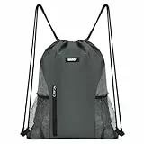 WANDF Kordelzug Rucksack String Bag Wasserabweisende Cinch Bag Nylon Schwimmtasche für Gym Shopping Sport Yoga (Grau)