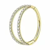 OUFER Body Piercing Helix Earrings Hoop Double Line Clear CZ Paved Septum Ring Cartilage Earrings 16G 316L Stainless Steel Daith Earring Helix Piercing Jewellery