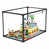 Figuren-Displaybox für LE-GO für 41702 Ca-nal Hausboot, Acryl, staubdicht, transparent, benutzerdefinierte Vitrine (kein Modell) (Modell zum Öffnen der Tür)