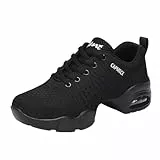 Damen Tanzschuhe Lace-Up Mesh Luftkissen Tanz Training Tanzsneaker Websneaker Jazzdance Schuhe Dancesneaker Tanzschuhe Schwarz 39