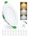 HOMEOW 20er Set LED Einbaustrahler 230V Dimmbar 68mm – 80mm Lochmaß, 5W LED Spots 230V Warmweiß Neutralweiß Kaltweiß, Einbauleuchten Deckenspots Einbau Ultra Flach IP44 für Bad
