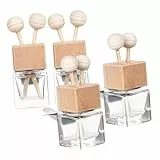 HEMOTON 4 Stück Teiliges Auto Ätherisches Öl Diffuser Quadratische Glasflaschen Kompakt Tragbar Eleganter Vent Clip Aromatherapie Diffusor Zubehör für Luftauslass