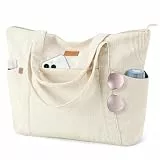 Lekespring Cord Tasche Damen, Groß Tote Bag Strandtasche mit Reißverschluss, Shopper Tasche Damen Laptoptasche mit 15.6 Zoll Laptopfach, Elegant Handtasche Umhängetasche für Arbeit Schule Gym-Beige