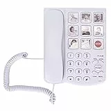 Schnurgebundenes Festnetztelefon mit Großen Tasten für Senioren, Keine Batterie Erforderlich, Vorgespeicherte Privatnummer, Austauschbare Bildtaste, SOS One Touch Kurzwahl,